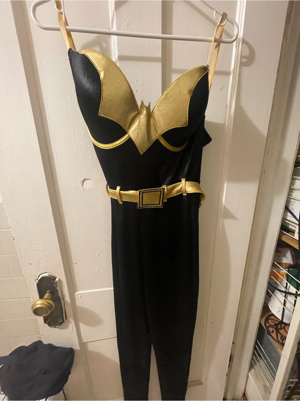 Black & Gold Strap Jumpsuit with Decorative Belt
